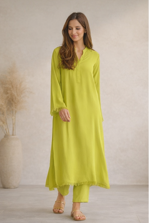 Lime Green Crepe Co-Ord Set